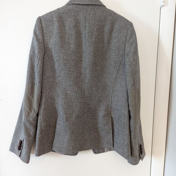 Banana Republic Gray Wool Elbow Patch Blazer Size 10 - Picture 2 of 3